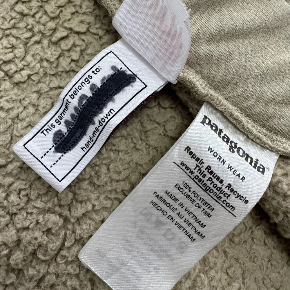 Patagonia Los Gatos Kids Girls Size Large 12 Sherpa Fleece Fuzzy Vest Tan